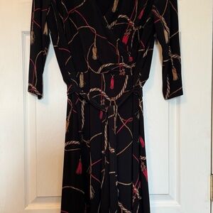 Elegant Black Wrap Dress with Rope Pattern